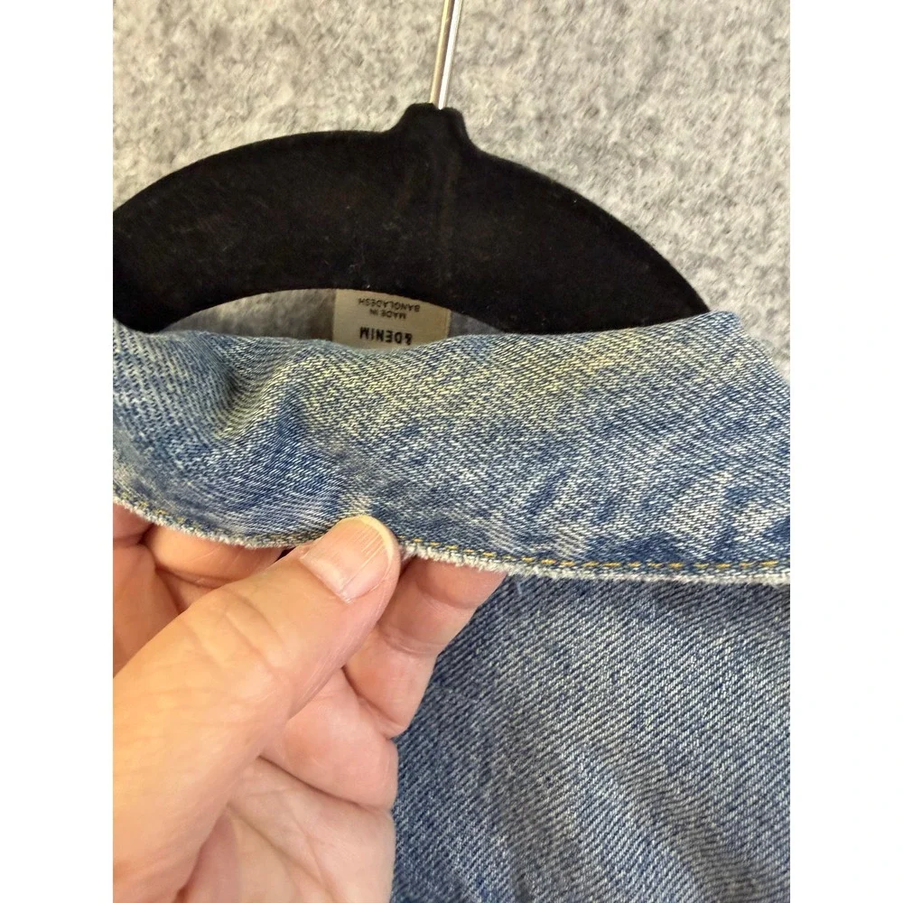H&M &Denim Light Wash Jean Trucker Jacket Womens Size 8‎ Blue Cotton Classic